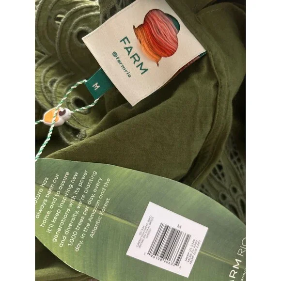 FARM RIO Humming Bird Richelieu Tiered Maxi Dress Size M NWT Green Forest Fairy - Picture 12 of 14